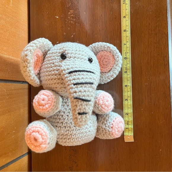 🎉HP🎉 🐘 Handmade Gray and Pink Elephant Plush 🐘 - Picture 5 of 6